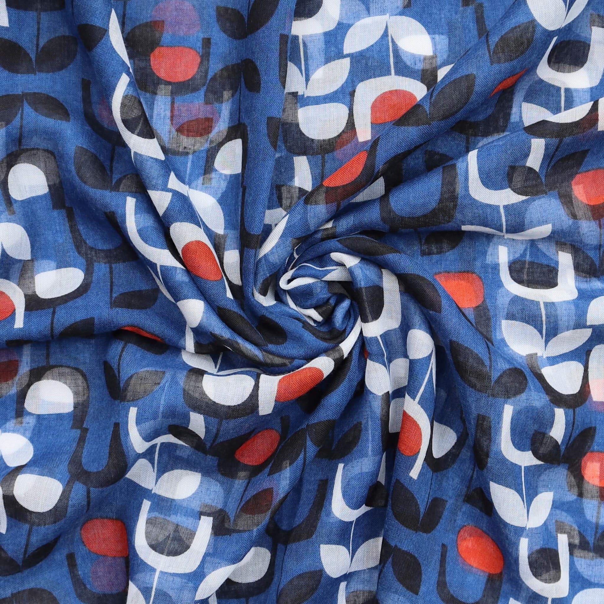 Blue-Bold-Block-Flower-Print-Scarf-Model-pattern