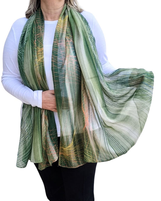 Fine Stripe & Spiral Print Scarf