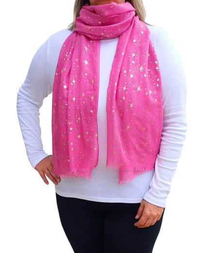 Rose Gold Galaxy Star Print Soft Cotton Mix Scarf