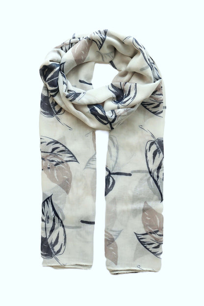 Giant Leaf Print Lightweight Scarf - giant-leaf-print-lightweight-scarf-Scarf