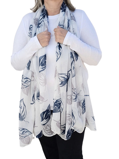 Giant Leaf Print Lightweight Scarf - giant-leaf-print-lightweight-scarf-Scarf